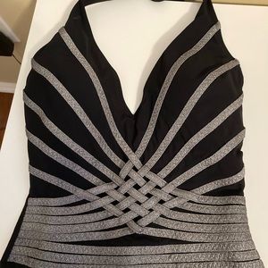 Gottex Classics Divine New one piece black silver embroidered halter